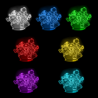 Lampe 3D Nintendo Mario et ses amis 7 couleurs LED rouge vert bleu violet jaune cyan blanc