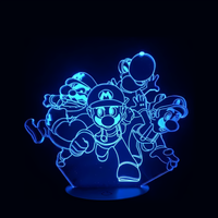 Lampe 3D LED Nintendo Mario et ses amis effet holographique fond noir