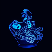 Lampe 3D LED Nintendo Mario Kart effet holographique fond noir
