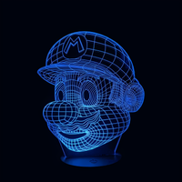 Lampe 3D LED Nintendo Mario effet holographique fond noir