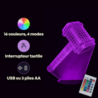 Caractéristiques lampe 3D LED Marvel Marteau de Thor télécommande 16 couleurs USB ou piles