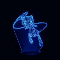 Lampe 3D LED Pokémon Mew effet holographique fond noir