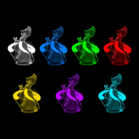 Lampe 3D Pokémon Mewtwo 7 couleurs LED rouge vert bleu violet jaune cyan blanc