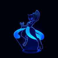 Lampe 3D LED Pokémon Mewtwo effet holographique fond noir