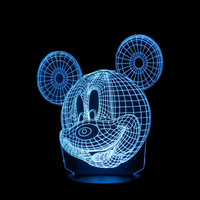 Lampe 3D LED Mickey The Mouse effet holographique fond noir