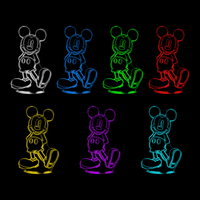 Lampe 3D Mickey Vintage Mickey 7 couleurs LED rouge vert bleu violet jaune cyan blanc