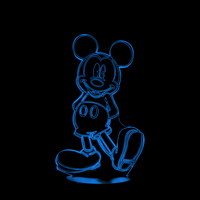 Lampe 3D LED Mickey Vintage Mickey effet holographique fond noir