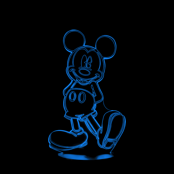 Lampe 3D LED Mickey Vintage Mickey effet holographique fond noir