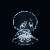Attack on Titan Mikasa Ackerman Lamp, holographic effect on a black background