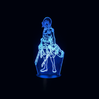Attack on Titan Mikasa Lamp, holographic effect on a black background
