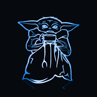 Lampe 3D LED Star Wars Mini Yoda effet holographique fond noir