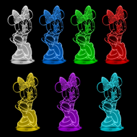Lampe 3D Mickey Minnie Mouse 7 couleurs LED rouge vert bleu violet jaune cyan blanc