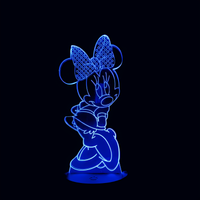 Lampe 3D LED Mickey Minnie Mouse effet holographique fond noir