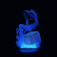 Lampe 3D LED Marvel Mjolnir effet holographique fond noir