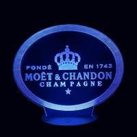 Lampe 3D LED d'Ambiance Moët & Chandon effet holographique fond noir