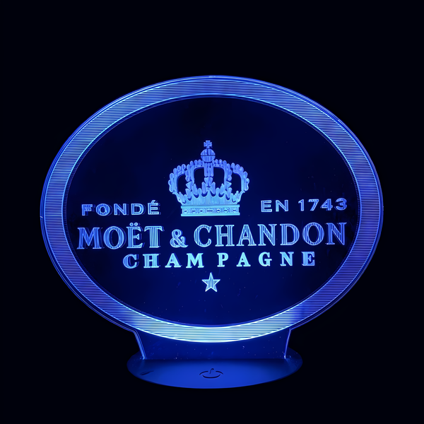 Lampe 3D LED d'Ambiance Moët & Chandon effet holographique fond noir