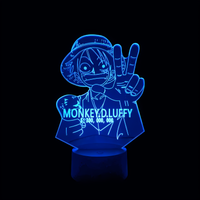 Lampe 3D LED One Piece Monkey D. Luffy Prime effet holographique fond noir