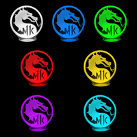 Lampe 3D Jeu Vidéo Mortal Kombat Logo 7 couleurs LED rouge vert bleu violet jaune cyan blanc