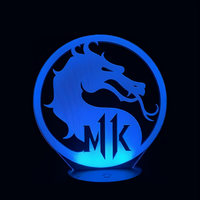 Lampe 3D LED Jeu Vidéo Mortal Kombat Logo effet holographique fond noir