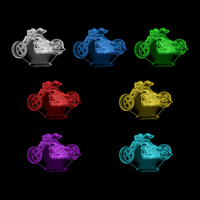 Lampe 3D Moto Harley Davidson Chopper 7 couleurs LED rouge vert bleu violet jaune cyan blanc