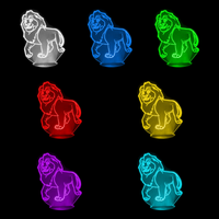 Lampe 3D Roi Lion Mufasa 7 couleurs LED rouge vert bleu violet jaune cyan blanc