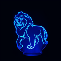 Lampe 3D LED Roi Lion Mufasa effet holographique fond noir