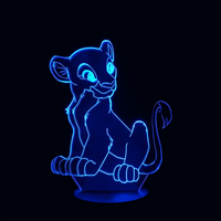 Lampe 3D LED Roi Lion Nala effet holographique fond noir
