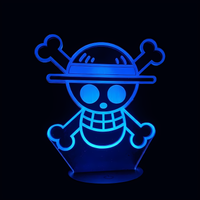 Lampe 3D LED One Piece Logo effet holographique fond noir