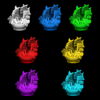 Lampe 3D One Piece Thousand Sunny 7 couleurs LED rouge vert bleu violet jaune cyan blanc