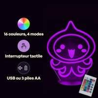 Caractéristiques lampe 3D LED Overwatch Pachimari télécommande 16 couleurs USB ou piles