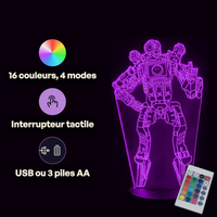 Caractéristiques lampe 3D LED Jeu Vidéo Pathfinder Apex télécommande 16 couleurs USB ou piles