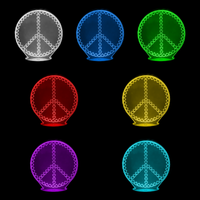 Lampe 3D Coeur Peace and Love 7 couleurs LED rouge vert bleu violet jaune cyan blanc