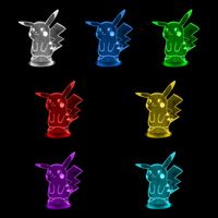 Lampe 3D Pokémon Pikachu 7 couleurs LED rouge vert bleu violet jaune cyan blanc