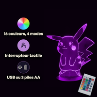 Pokémon Pikachu Lamp, specifications: remote control, 16 colours, USB or battery powered