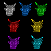 Lampe 3D Pokémon Pikachu Shiny 7 couleurs LED rouge vert bleu violet jaune cyan blanc