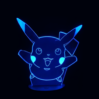 Lampe 3D LED Pokémon Pikachu Shiny effet holographique fond noir