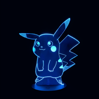 Lampe 3D LED Pokémon Pikachu effet holographique fond noir