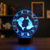 Astrological Sign Pisces Lamp used as a night light, bedroom decor and ambient lighting