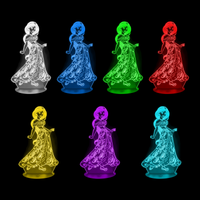 Lampe 3D Princesse Disney Princesse Jasmine 7 couleurs LED rouge vert bleu violet jaune cyan blanc