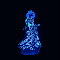 Lampe 3D LED Princesse Disney Princesse Jasmine effet holographique fond noir