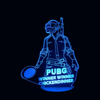 Lampe 3D LED Jeu Vidéo PUBG Chicken Winner effet holographique fond noir
