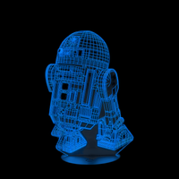 Lampe 3D LED Star Wars R2-D2 effet holographique fond noir