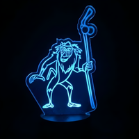 Lampe 3D LED Roi Lion Rafiki effet holographique fond noir