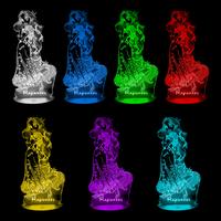 Lampe 3D Princesse Disney Raiponce 7 couleurs LED rouge vert bleu violet jaune cyan blanc
