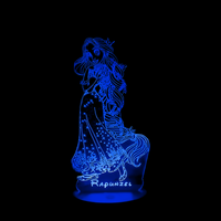 Lampe 3D LED Princesse Disney Raiponce effet holographique fond noir