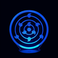 Lampe 3D LED Naruto Rinne Sharingan effet holographique fond noir