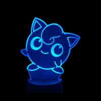 Lampe 3D LED Pokémon Rondoudou effet holographique fond noir