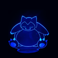 Lampe 3D LED Pokémon Ronflex effet holographique fond noir