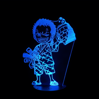 Lampe 3D LED One Piece Roronoa Zoro Chibi effet holographique fond noir