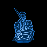Lampe 3D LED One Piece Roronoa Zoro Sabre effet holographique fond noir